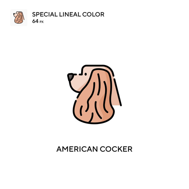 American cocker Special lineal color vector icon. American cocker icons for your business project - Vector, Image