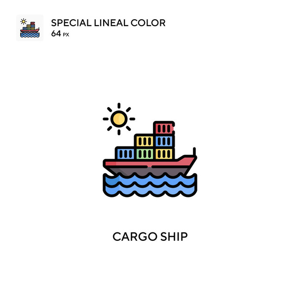 Cargo ship Special lineal color vector icon. Cargo ship icons for your business project - Vector, Image