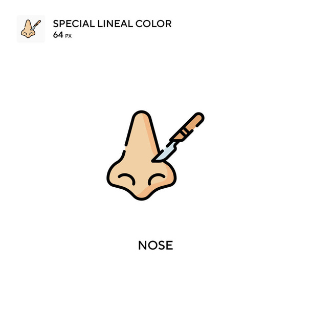鼻特殊線型カラーベクトルアイコン。ビジネスプロジェクトの鼻アイコン - ベクター画像