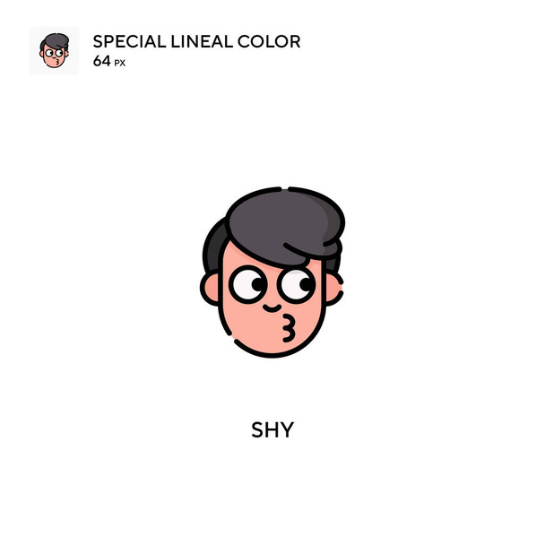 Shy特殊線型カラーベクトルアイコン。ビジネスプロジェクトのシャイなアイコン - ベクター画像
