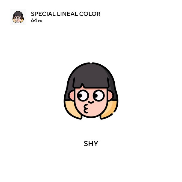 Shy特殊線型カラーベクトルアイコン。ビジネスプロジェクトのシャイなアイコン - ベクター画像