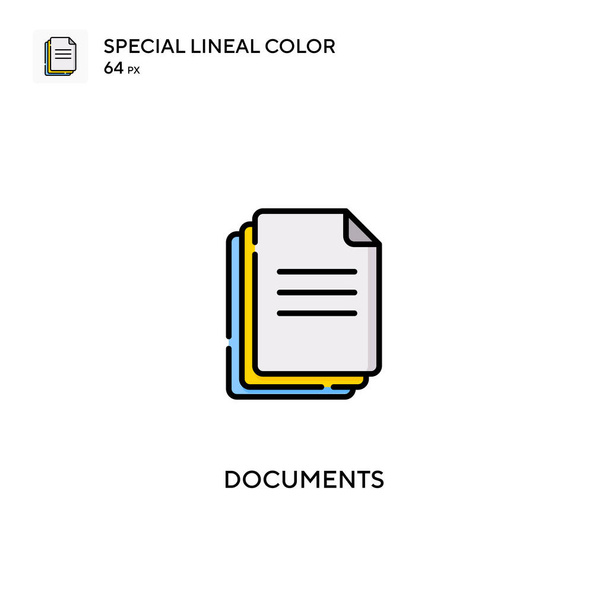 Documenten Speciale lijnkleur vector icoon. Documenten iconen voor uw business project - Vector, afbeelding