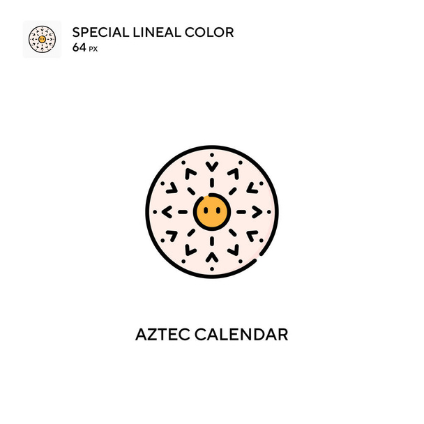 Calendario azteca Icono especial de vector de color lineal. Iconos de calendario aztecas para su proyecto empresarial - Vector, imagen