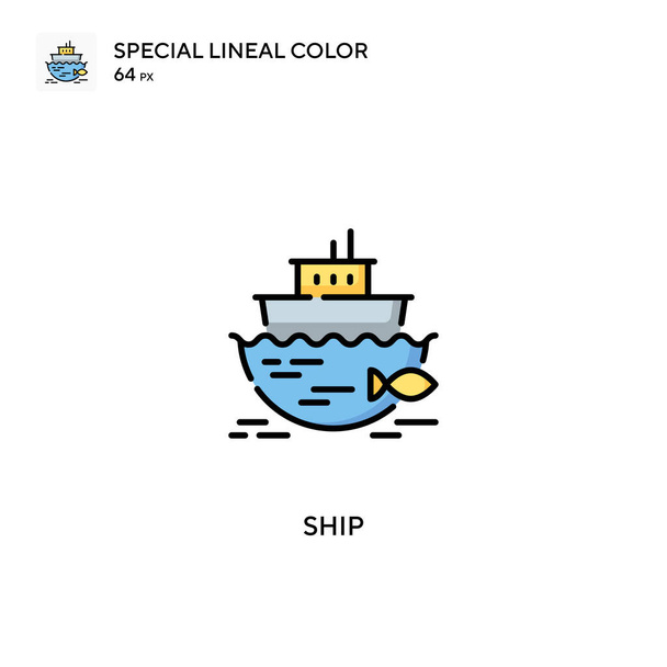 Schiff Spezielles lineares Farbvektorsymbol. Schiffsicons für Ihr Geschäftsprojekt - Vektor, Bild