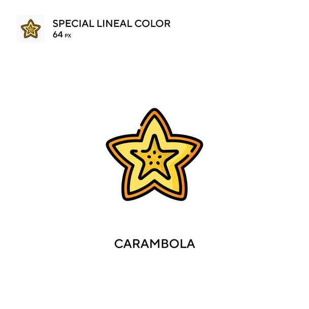 カランボラ特殊線型カラーベクトルアイコン。あなたのビジネスプロジェクトのためのCarambolaアイコン - ベクター画像