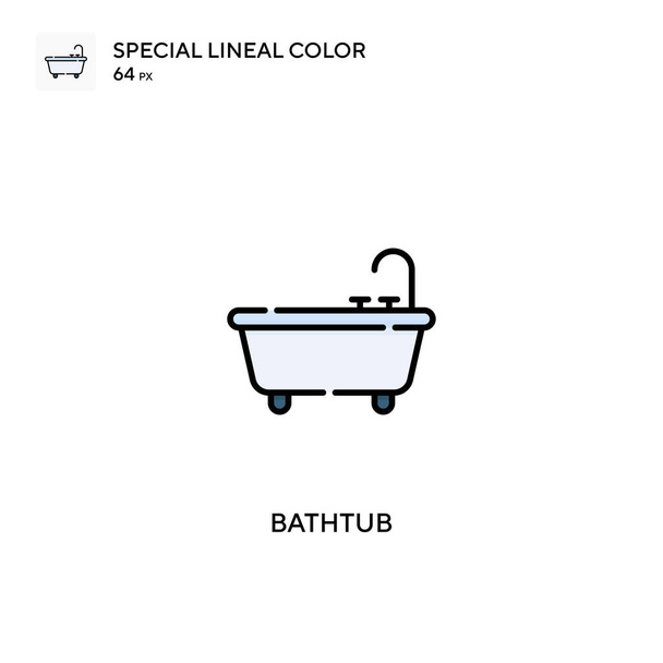 Bañera Icono especial vector de color lineal. Iconos de bañera para su proyecto empresarial - Vector, imagen