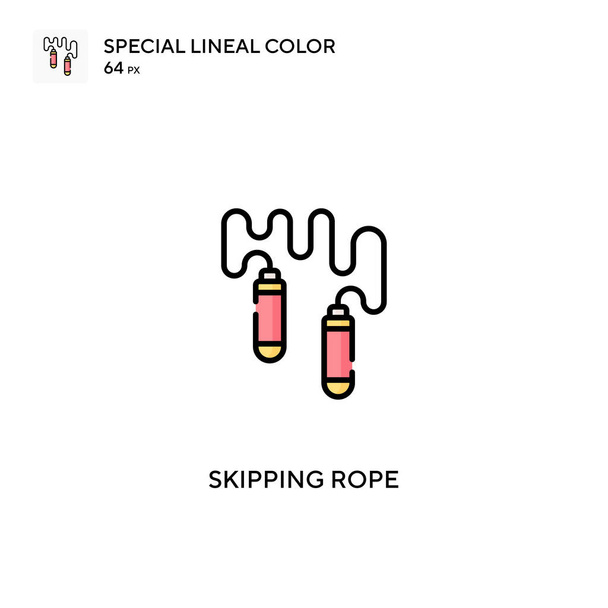 ロープをスキップする特殊線型カラーベクトルアイコン。ビジネスプロジェクトのロープアイコンをスキップする - ベクター画像