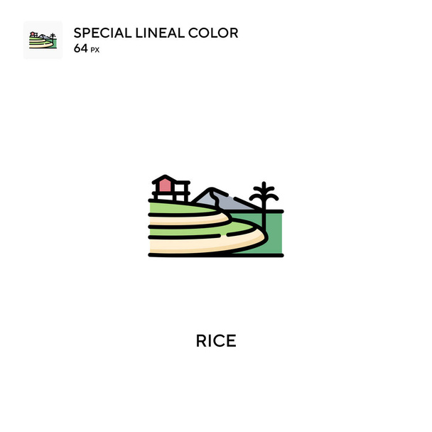 Rijst Speciale lijnkleur vector icoon. Rijstpictogrammen voor uw bedrijfsproject - Vector, afbeelding