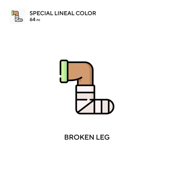 Jambe cassée Icône vectorielle couleur linéaire spéciale. Icônes de jambe cassées pour votre projet d'entreprise - Vecteur, image