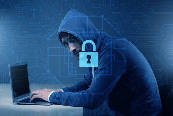 Hacker in digital security concept - Фото, изображение