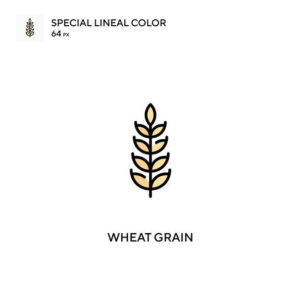 小麦粒特殊線型カラーベクトルアイコン。あなたのビジネスプロジェクトのためのコムギ穀物アイコン - ベクター画像