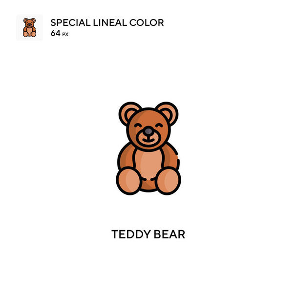 Тедди медведь Специальный линейный вектор цвета значок. Иконки плюшевого мишки для вашего бизнес-проекта - Вектор,изображение