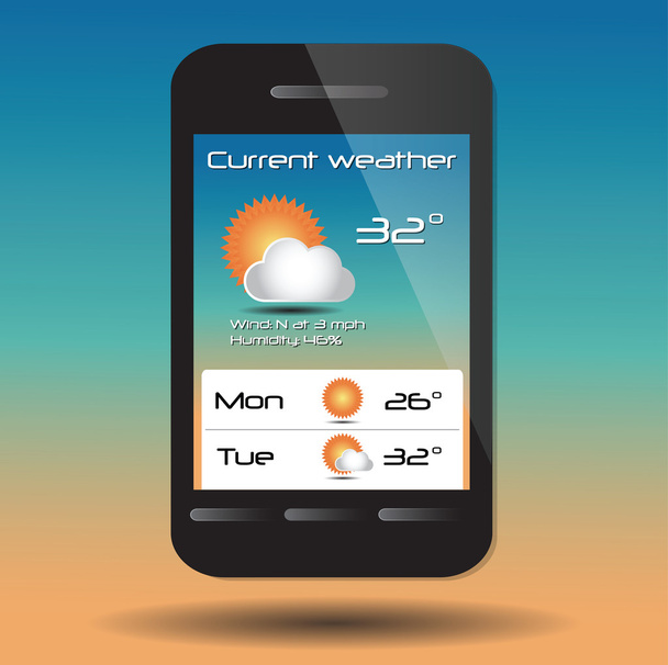 Collection of mobile weather icons, vector - Vector, Image