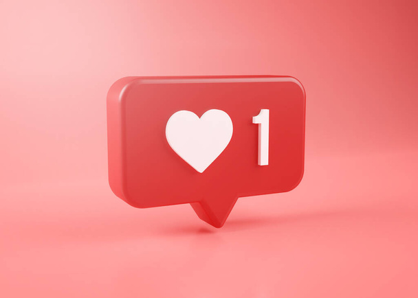 One Love Notification ikon 3D Renderelés rózsaszín háttér - Fotó, kép