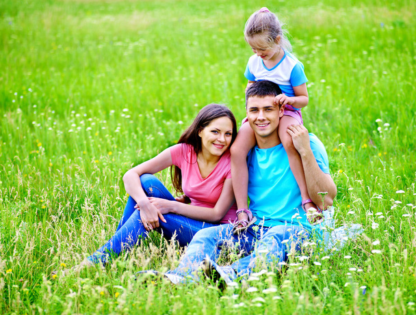 rodziny na zielonej trawie - Zdjęcie, obraz