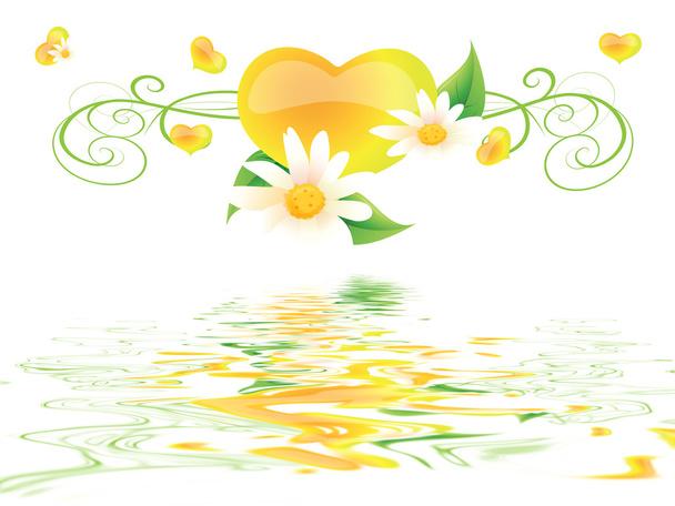 Heart with flowers in water - Foto, Imagen