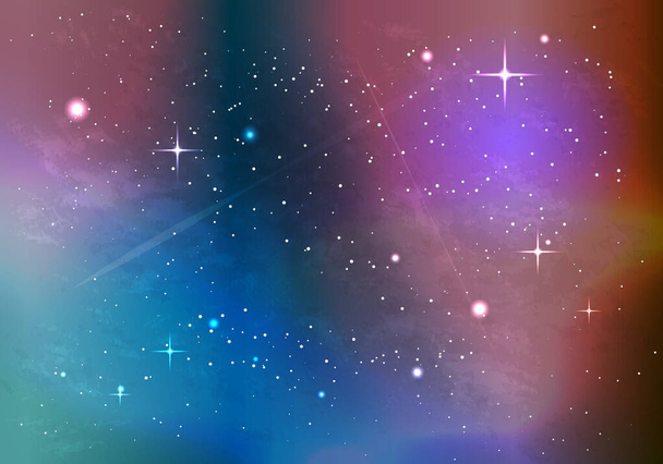 Colorful space. Galaxy nebula and shining stars background. Vector illustration - Vector, Image