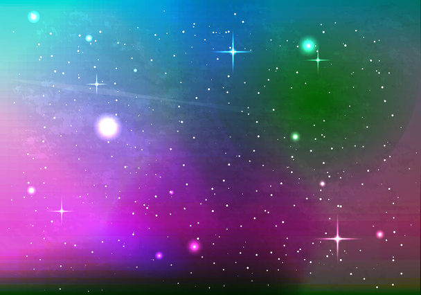 Espaço colorido. Nebulosa galáctica e estrelas brilhantes fundo. Ilustração vetorial
 - Vetor, Imagem