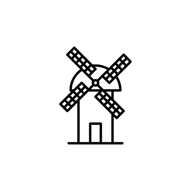 Иллюстрационный векторный графический шаблон иконки мельницы - Вектор,изображение