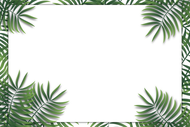Green Leaf Background with space for text, Jungle Concept, Vector. - Вектор,изображение