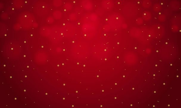 Bokeh abstracto sobre un fondo rojo, fondo de copo de nieve. - Vector, Imagen