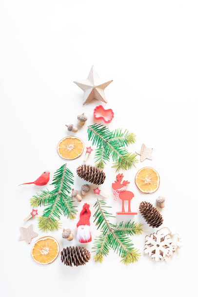 Eco Christmas concept. Zero waste holiday. Decor form Christmas tree. Copy space vertical - Valokuva, kuva