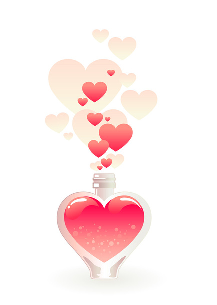 Glass bottle with a love potion - Vector, Image