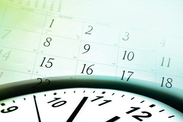 Relógio rosto e calendário
 - Foto, Imagem