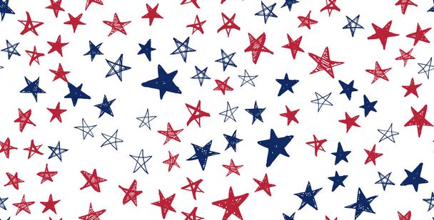 Independence Day USA. Presidents day. Hand drawn illustration. Stars grunge. - Vector, Image