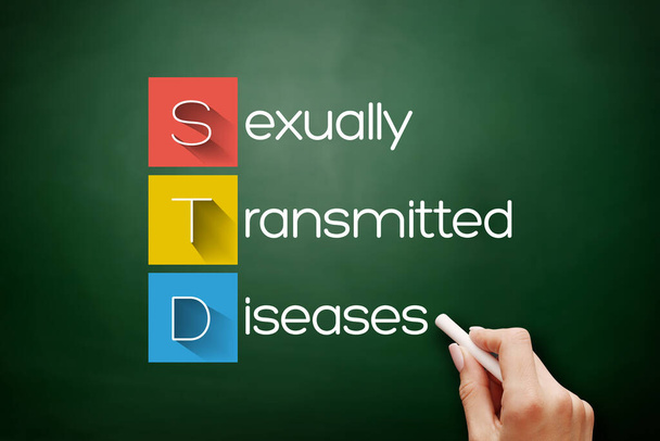 STD - Sexually Transmitted Diseases, acronym health concept on blackboard - Zdjęcie, obraz