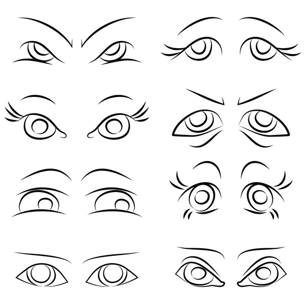 emoties. verzameling van paren van ogen. vector - Vector, afbeelding