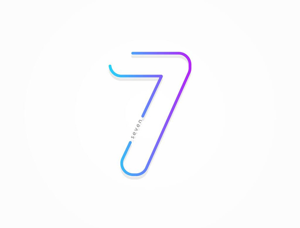 Numero 7, alfabeto dei caratteri gradienti moderni. Design creativo di tendenza e dinamico. Per logo, marchio, elementi di design, applicazione e altro ancora. Illustrazione del vettore isolato - Vettoriali, immagini