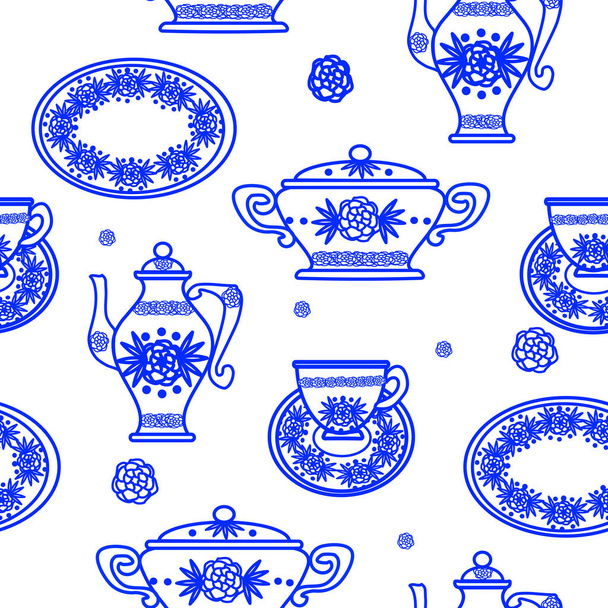  Pattern for Kitchen on Background White. Vector illustration  for decor home,print, paper,wallpaper - Vector, imagen