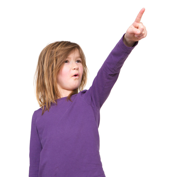 Retrato de una joven señalando con el dedo
 - Foto, Imagen
