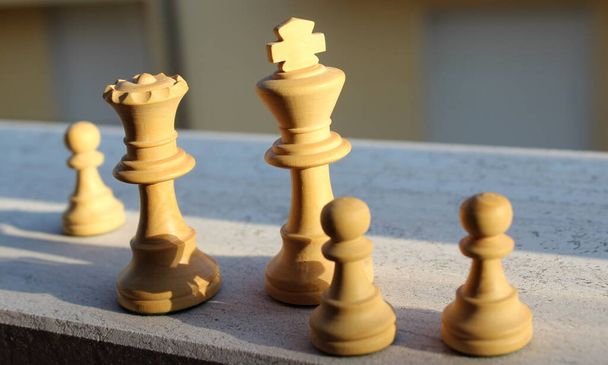 El rey y la reina en el ajedrez - juego de salón - Foto, Imagen