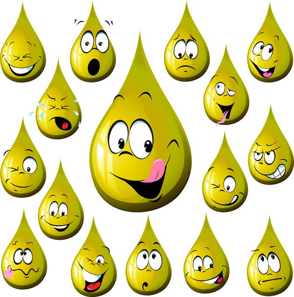 oil drop cartoon with many expression - Vettoriali, immagini