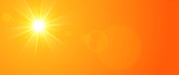 Sol de verão Há uma cor laranja no fundo. Vetor
 - Vetor, Imagem