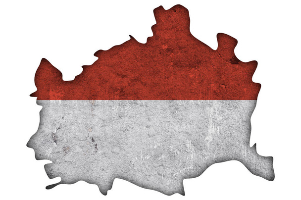 Karte und Fahne von Wien auf verwittertem Beton - Foto, Bild