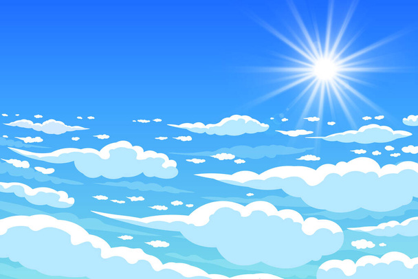 空、曇りの日と太陽が輝いている。ベクトルスカイの背景 - ベクター画像