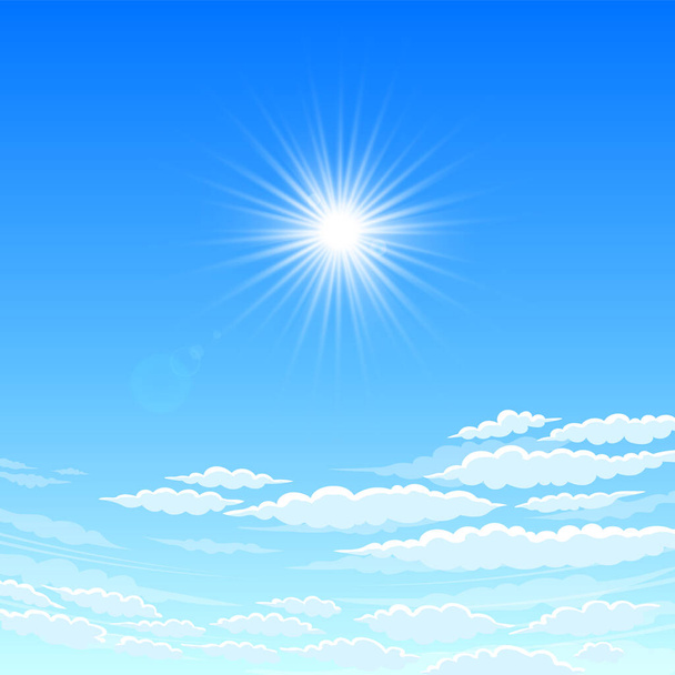 Sky, cloudy day And the sun shining. Vector Sky Background - Vector, Image