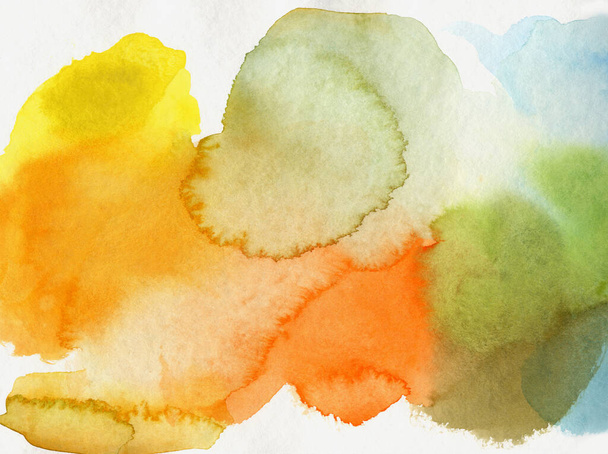 Abstract bright watercolor and gouache paint shapes in different tones, tints, textures and layers combined. - Фото, изображение