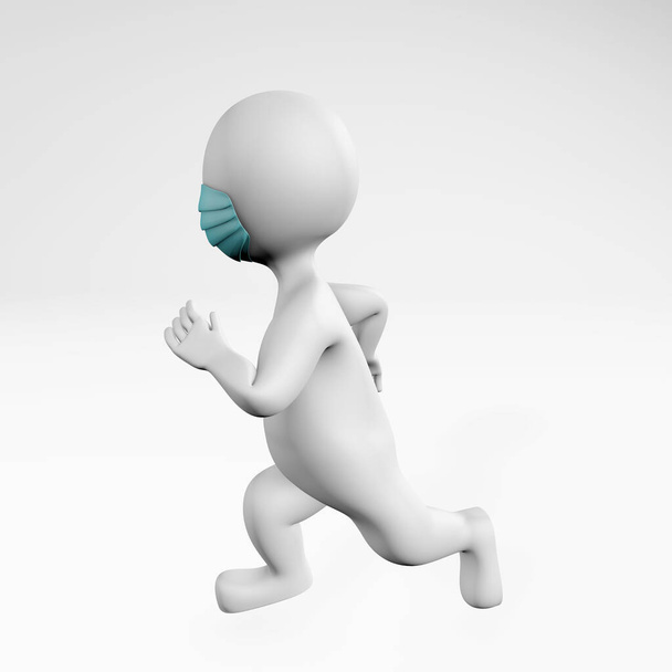 uomo con maschera running sport 3d rendering isolato su bianco - Foto, immagini