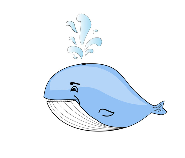 Dibujos animados feliz ballena azul
 - Vector, Imagen