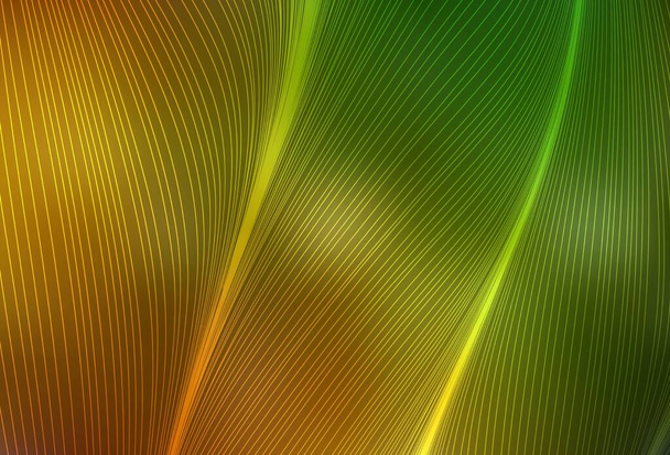 Verde oscuro, fondo vector amarillo con líneas dobladas. Ilustración creativa en estilo semitono con gradiente. Diseño abstracto para su sitio web. - Vector, Imagen