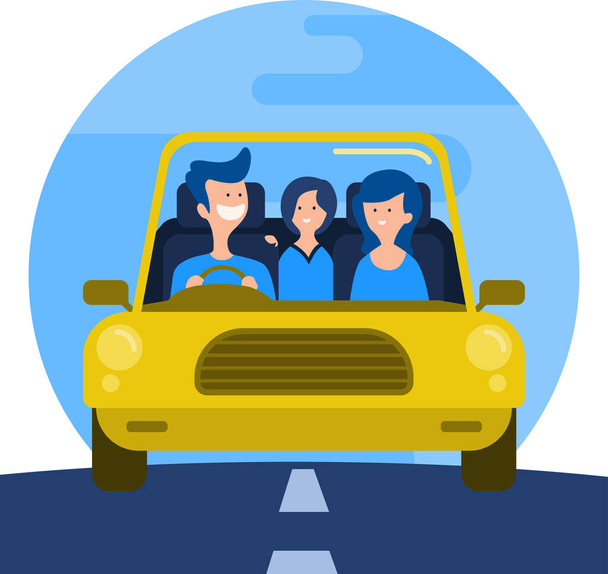 Семья, путешествующая вместе с помощью автомобильной иллюстрации - Фото, изображение
