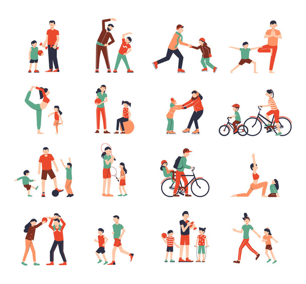 Family Sport Color Set - Vector, Image