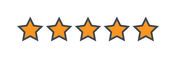 Valutazione prodotto cliente cinque stelle recensione icona piatta - Vettoriali, immagini