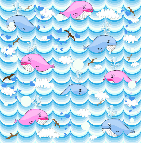 vector background with whales - Vector, Image