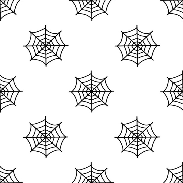  Naadloos patroon van een spinnenweb. Ontwerp voor papier, textiel, Halloween. Handgetekende vectorillustratie. - Vector, afbeelding