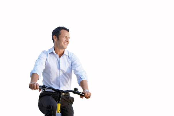 Cut Out of Businessman on Bicycle - Foto, Imagem